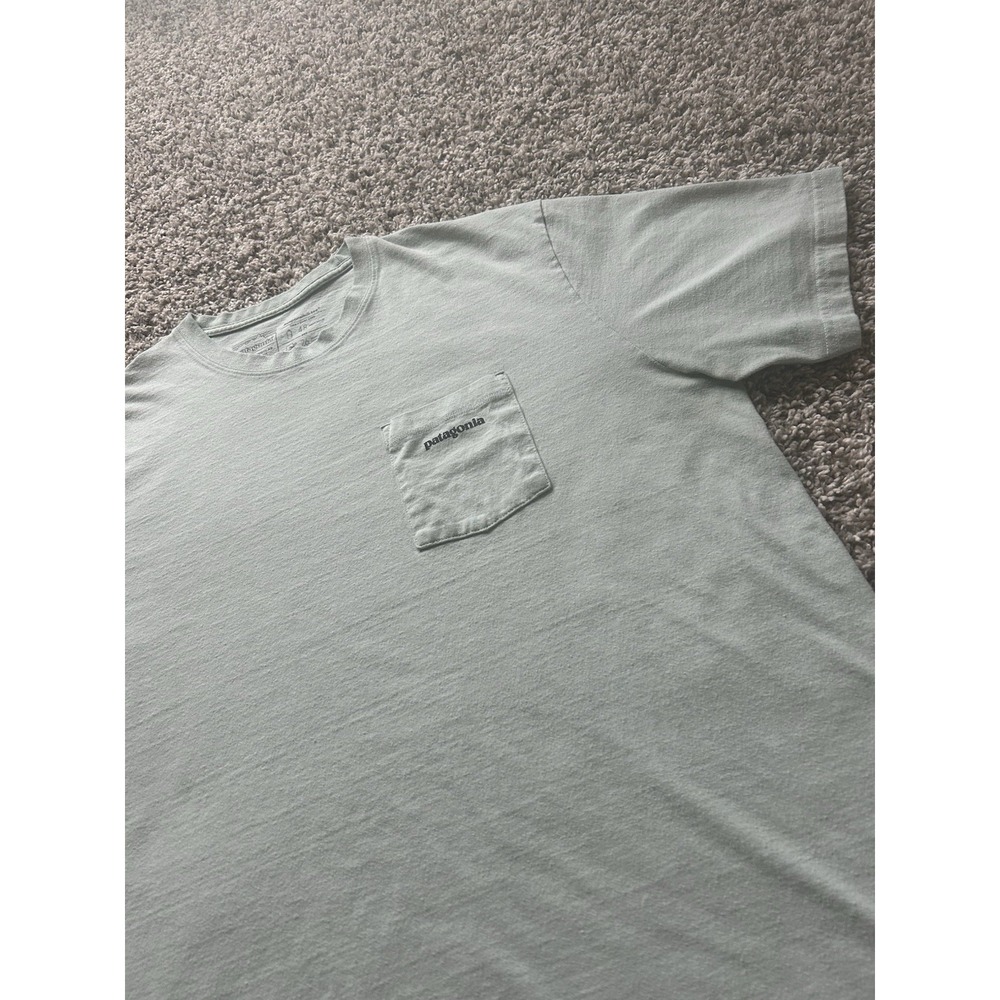 Patagonia Men's XL Regular Fit Green Sage Pocket Short Sleeve T-Shirt W Back Hit